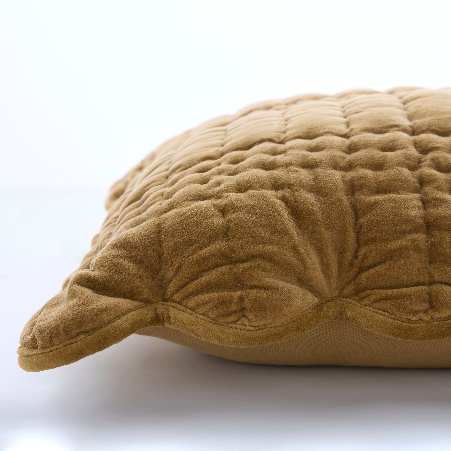 Laura Ashley Brady Scalloped 45cm x 45cm Filled Cushion Ochre Yellow