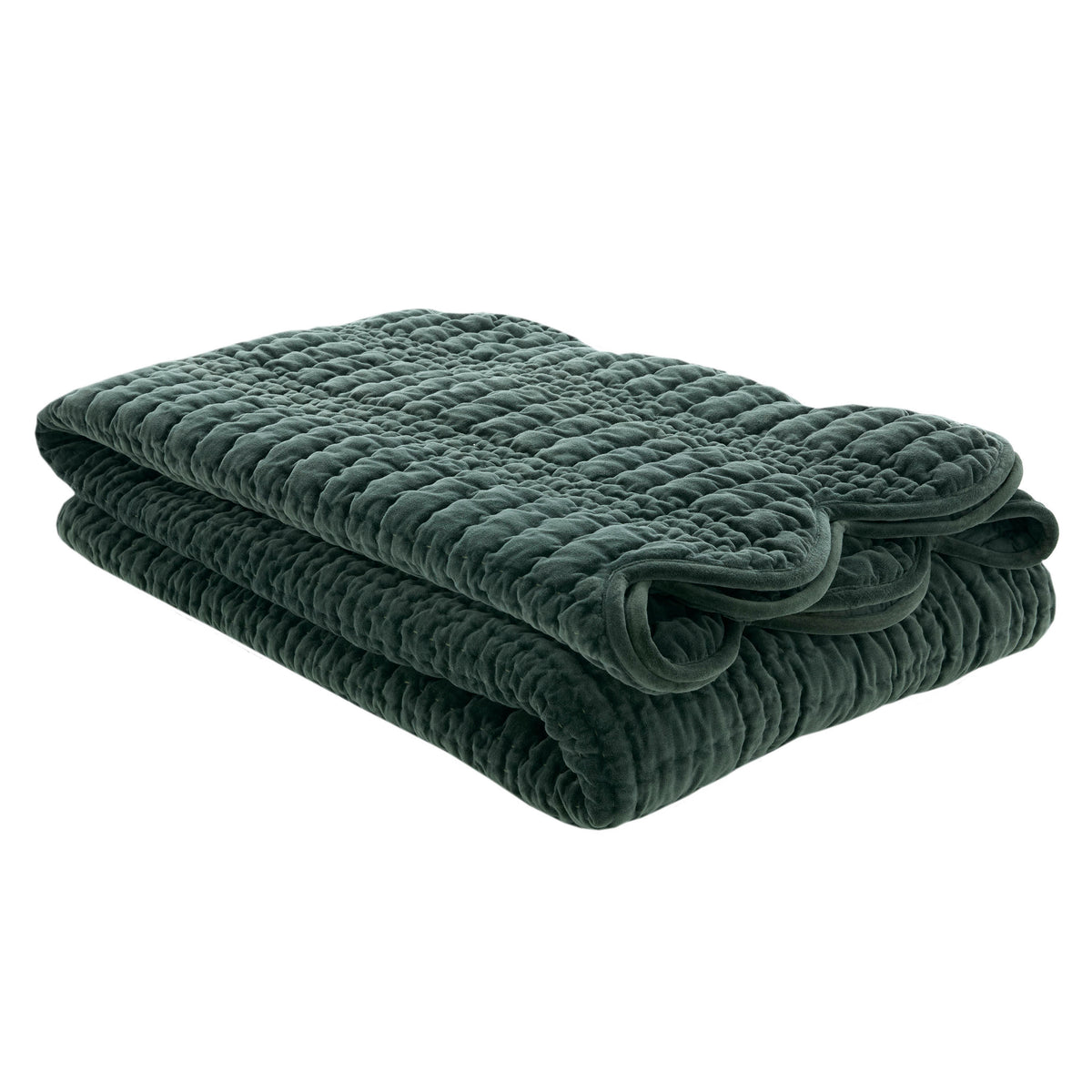 Laura Ashley Brady Scalloped 180cm x 235cm Bedspread Pine Green
