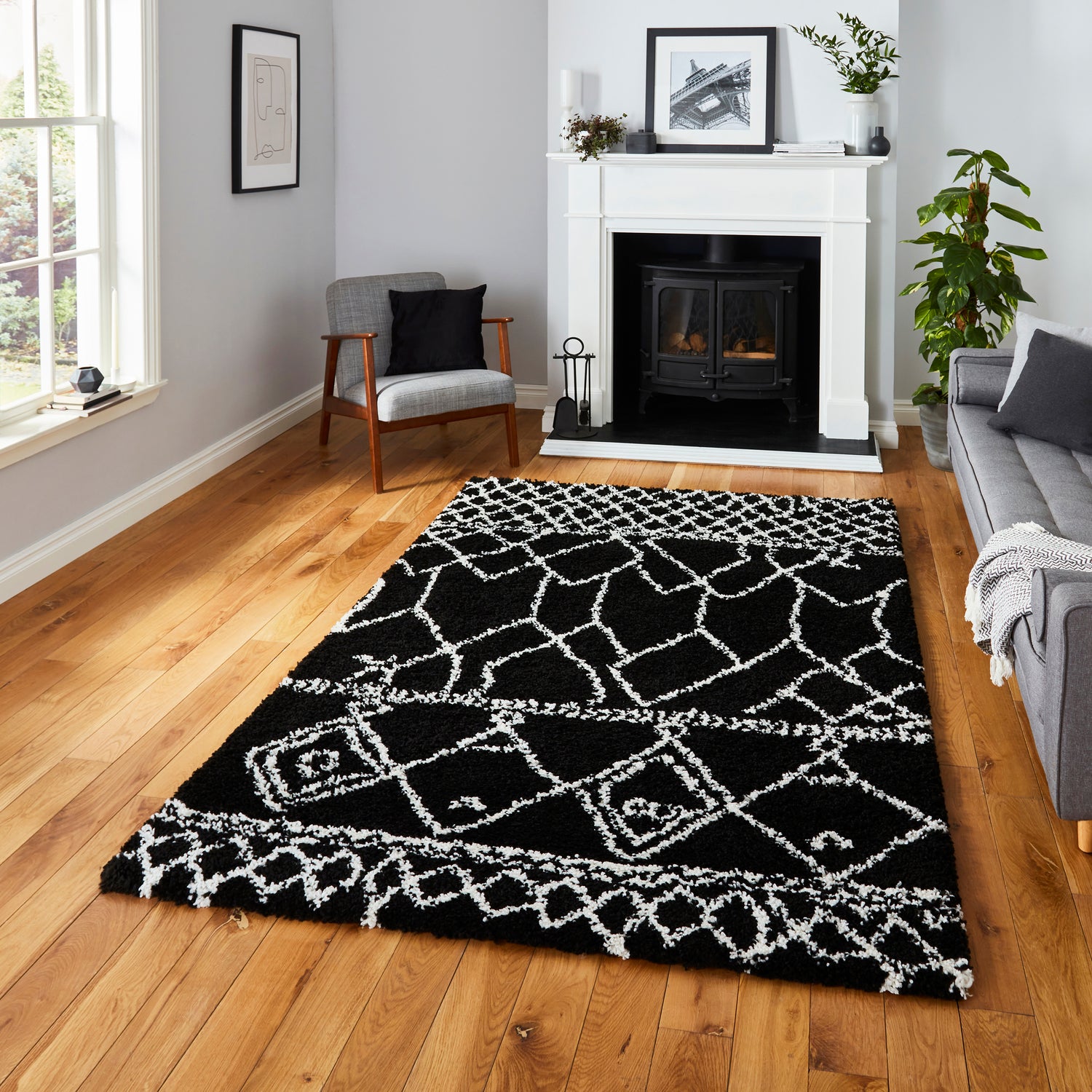 Scandi Berber G276 Rug Black White