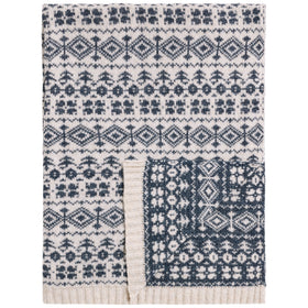 Laura Ashley Selsey Fair Isle 130cm x 170cm Throw Dark Seaspray Blue