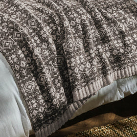 Laura Ashley Selsey Fair Isle 130cm x 170cm Throw Dark Truffle