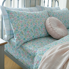 Laura Ashley Sherston Floral Bed Linen Fitted Sheet Powder Blue