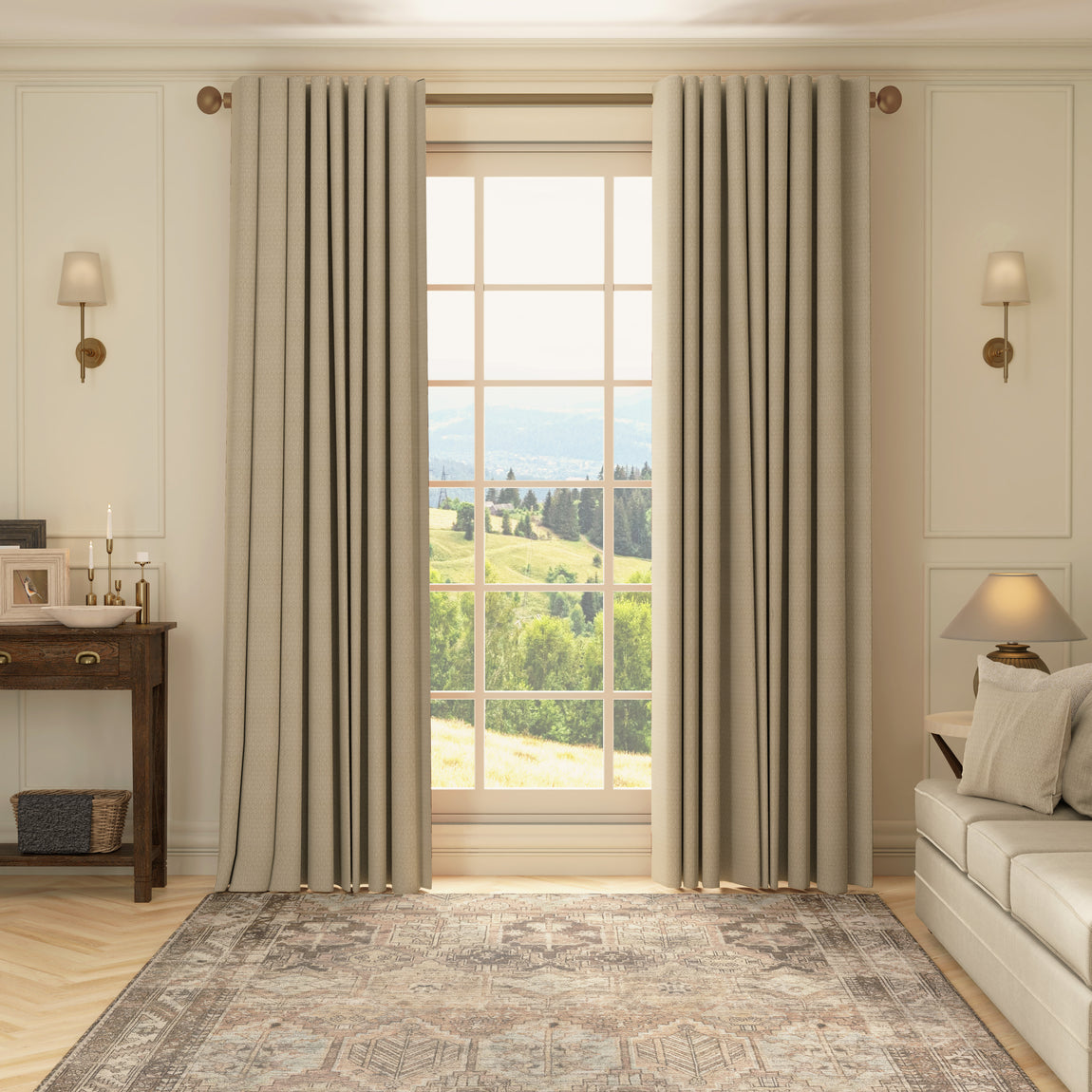 HOUSE Llewelyn-Bowen Oak Leaf Made To Measure Curtains Linen
