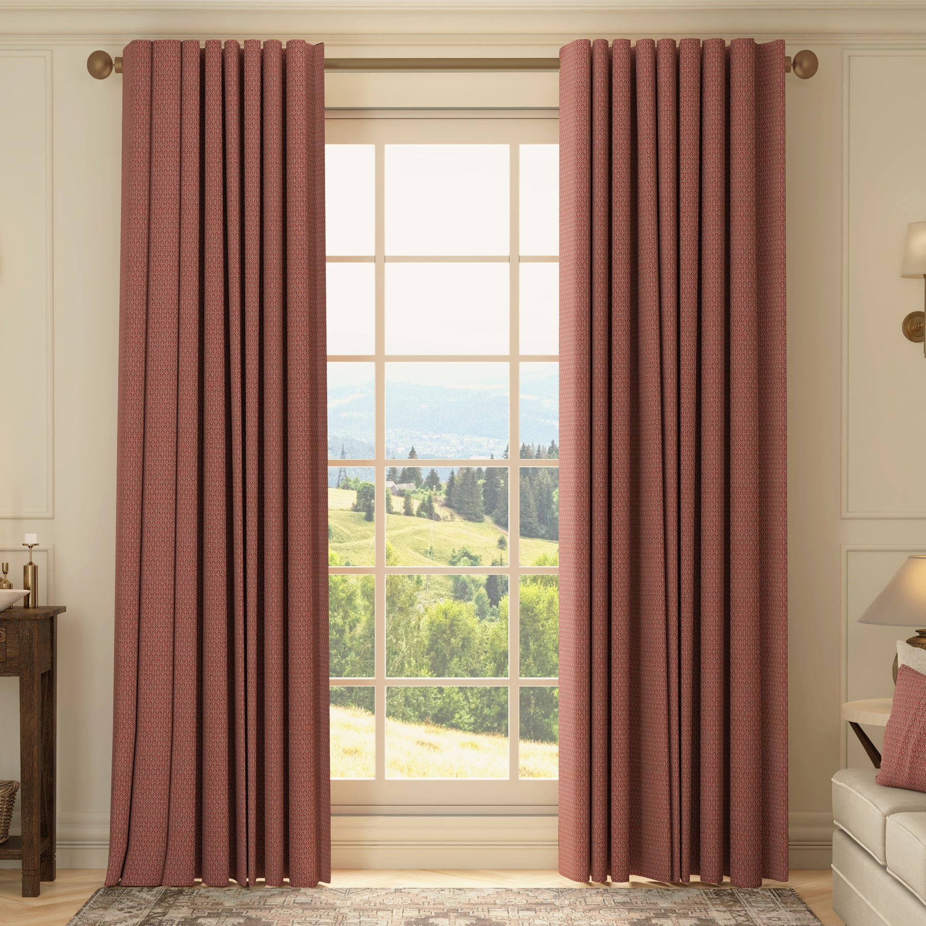 HOUSE Llewelyn-Bowen Oak Leaf Made To Measure Curtains Paprika