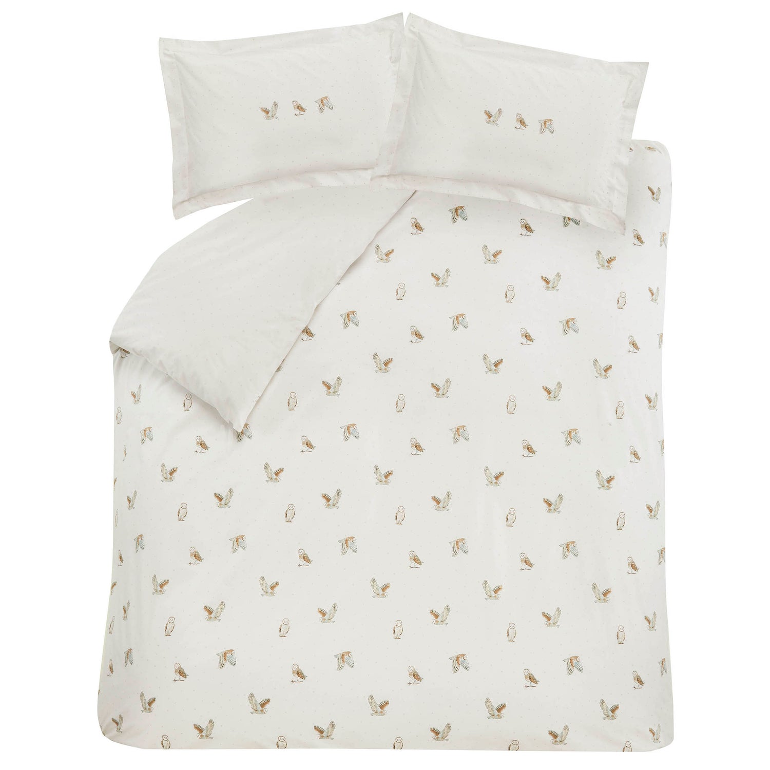 Sophie Allport Snowy Owls Duvet Cover Bedding Set White