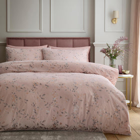 Soiree Metallic Leaf Duvet Cover Bedding Set Pink