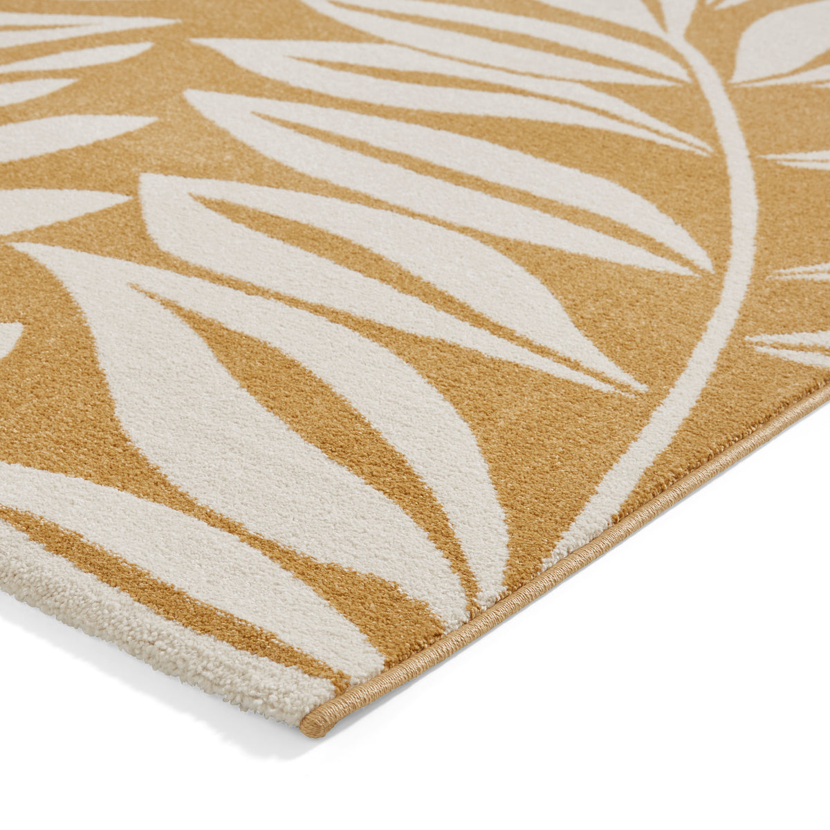 Catherine Lansfield Sorral Leaves Botanical Rug Ochre