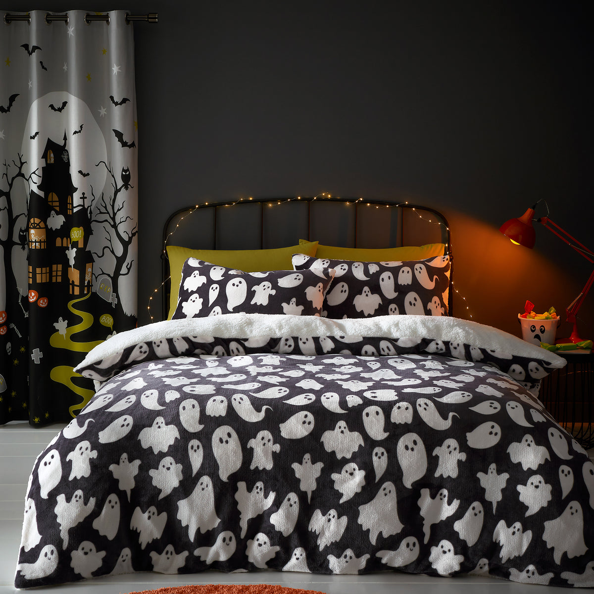 Halloween Spooky Ghosts Duvet Cover Bedding Set Grey