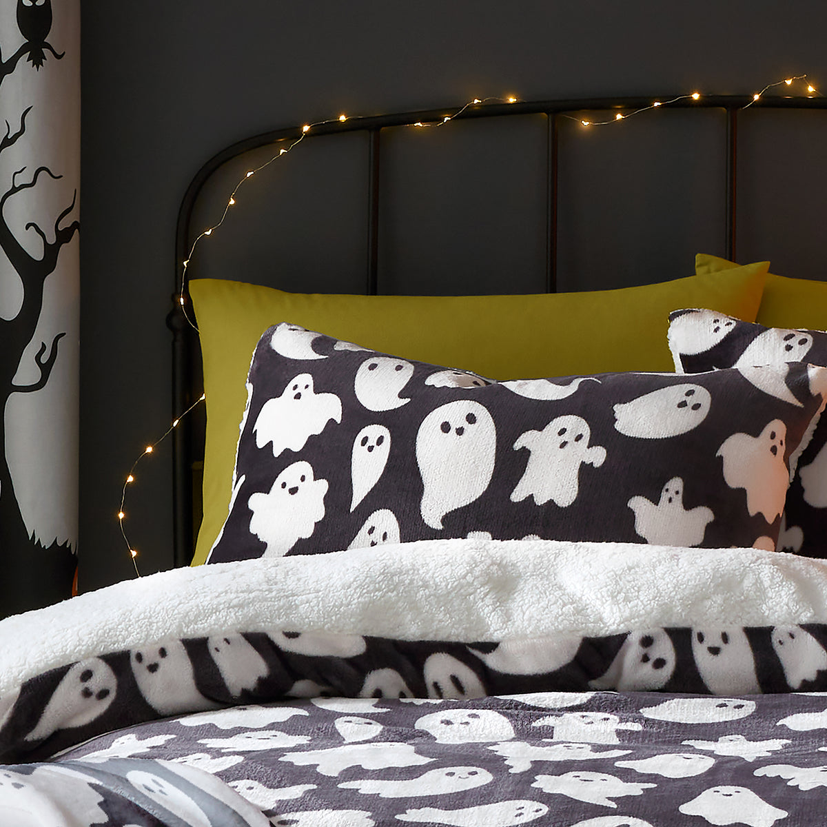 Halloween Spooky Ghosts Duvet Cover Bedding Set Grey