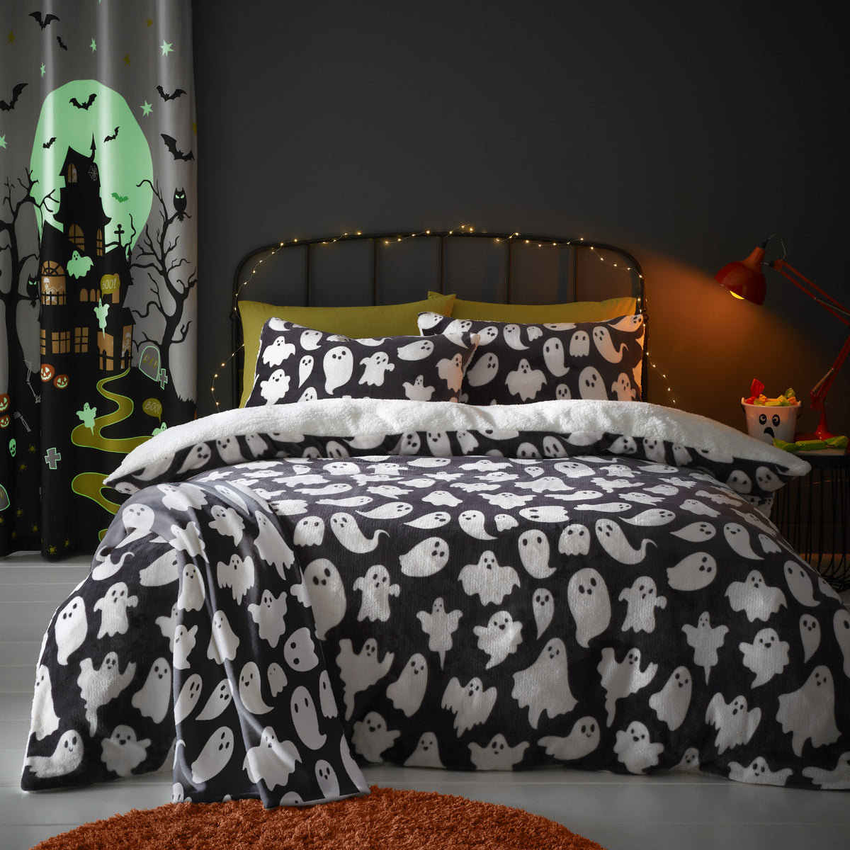 Halloween Spooky Ghosts Duvet Cover Bedding Set Grey