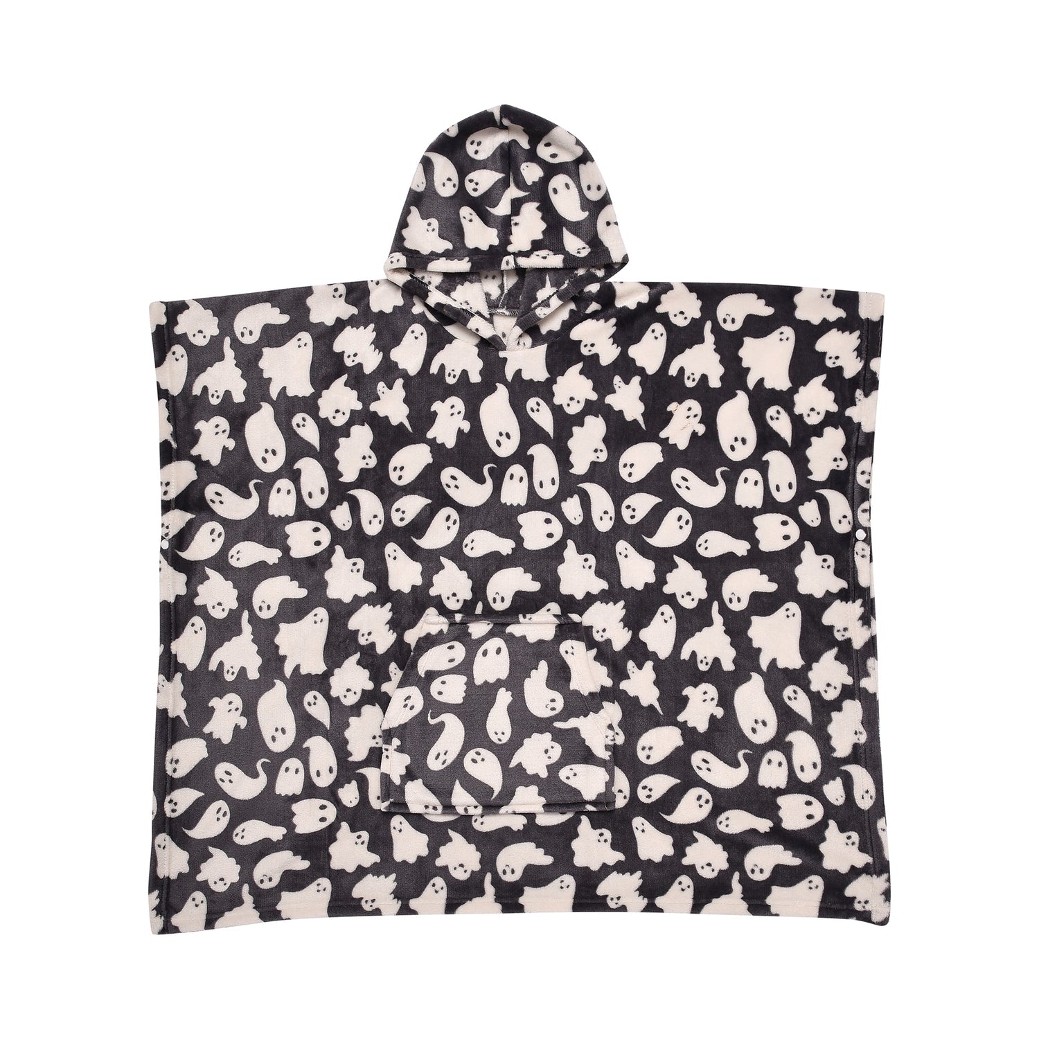 Spooky Ghosts 75cm x 92.5cm Poncho Grey