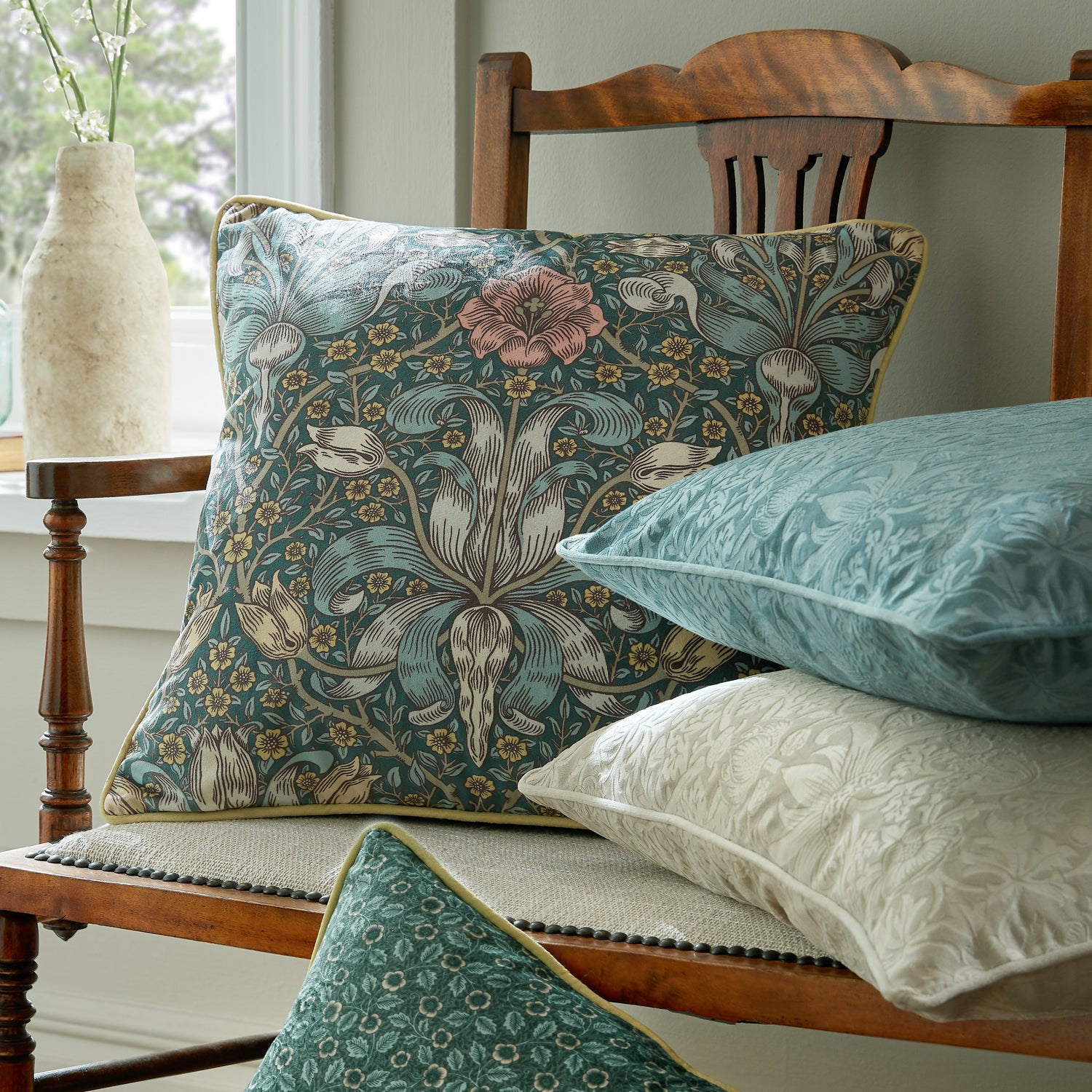 William Morris At Home Spring Thicket 43cm x 43cm Filled Cushion Mineral