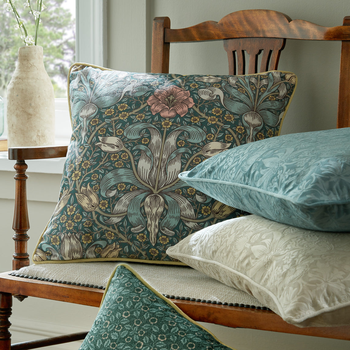 William Morris At Home Spring Thicket 43cm x 43cm Filled Cushion Mineral