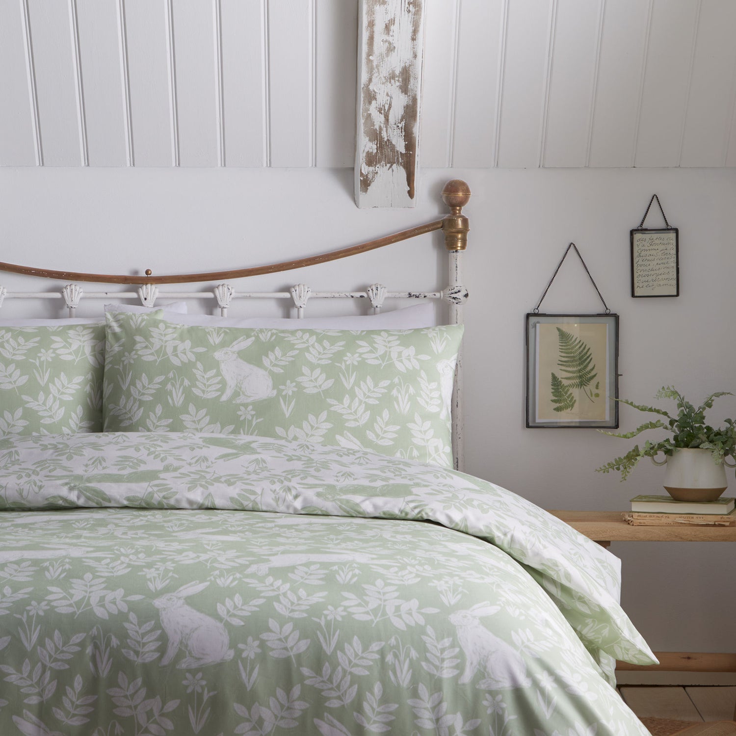 Dreams & Drapes Spring Rabbits Duvet Cover Bedding Set Green