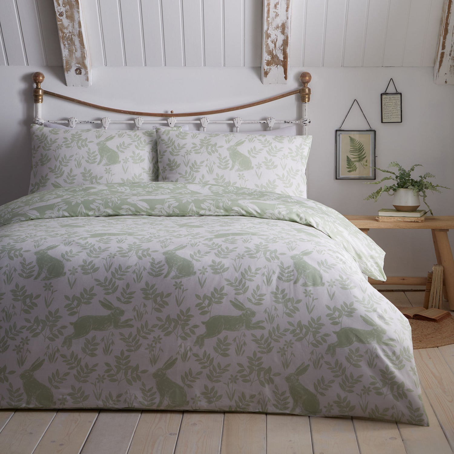 Dreams & Drapes Spring Rabbits Duvet Cover Bedding Set Green
