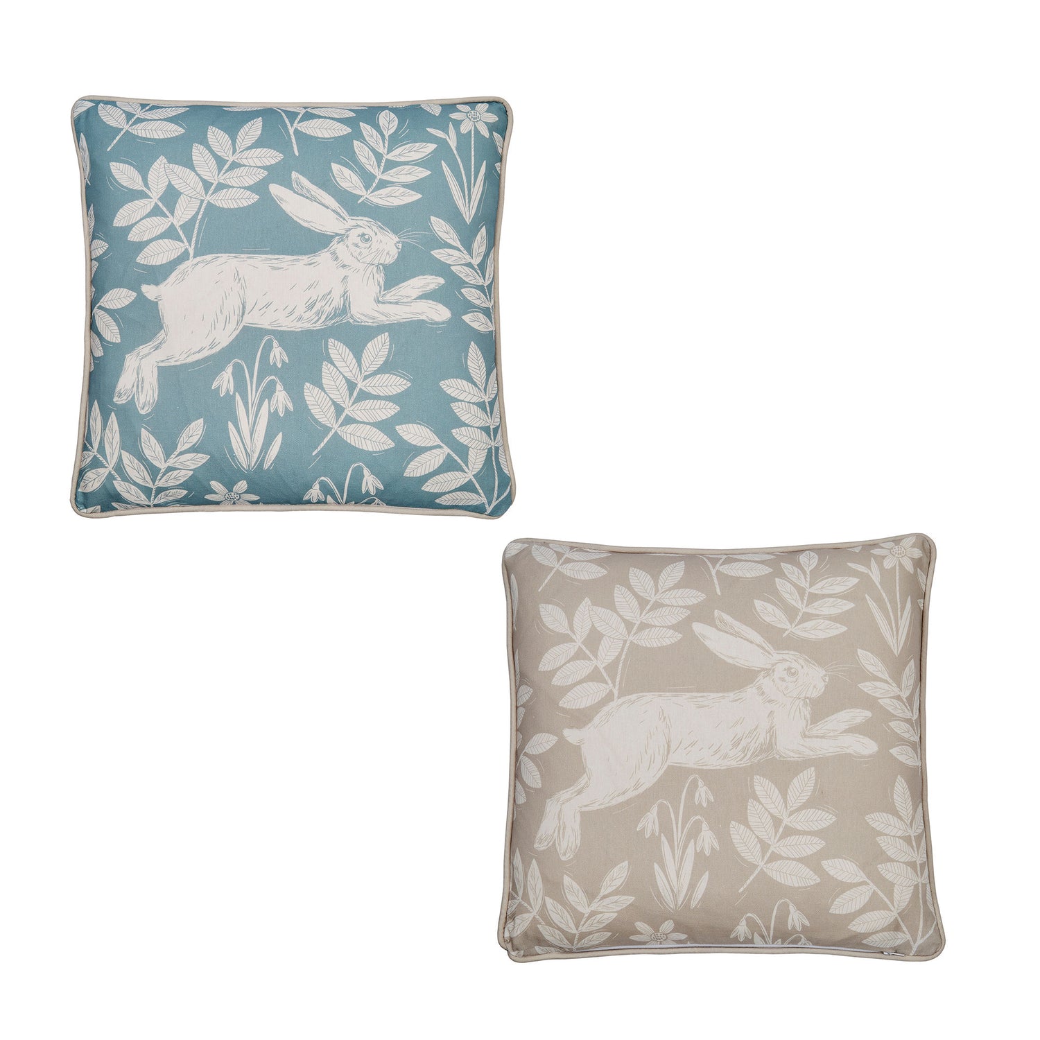 Dreams & Drapes Spring Rabbit Outdoor Filled Cushion 43cm x 43cm Duck Egg