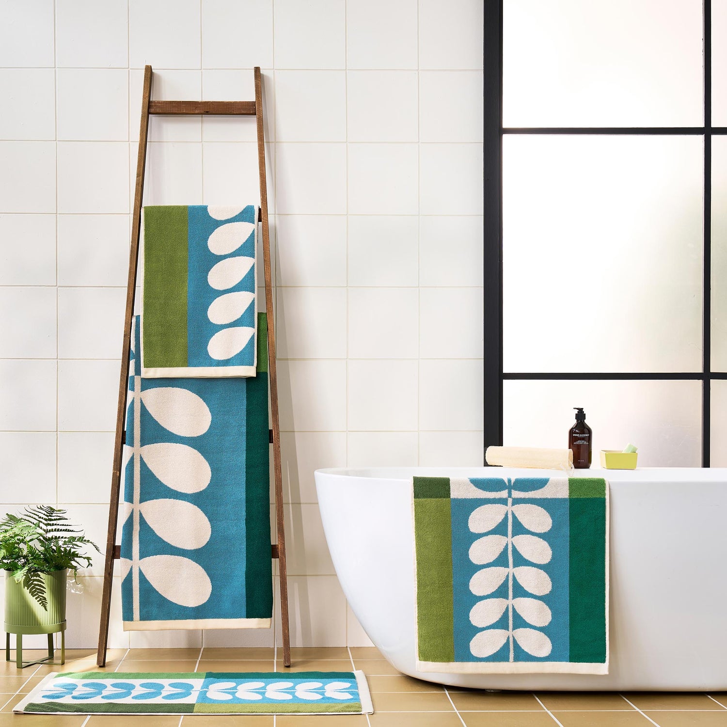 Orla Kiely Stem Check Bath Mat Willow