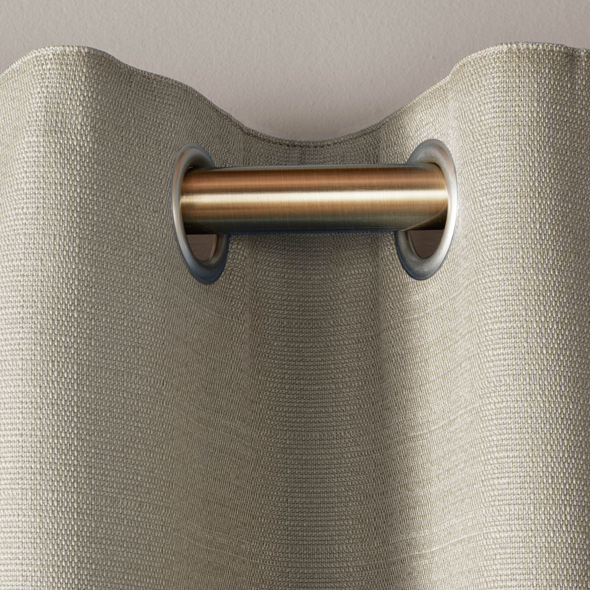 Laura Ashley Stephanie Ready Made Eyelet Blackout Curtains Linen Natural
