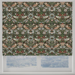 William Morris Strawberry Thief Made to Measure Roman Blind Green