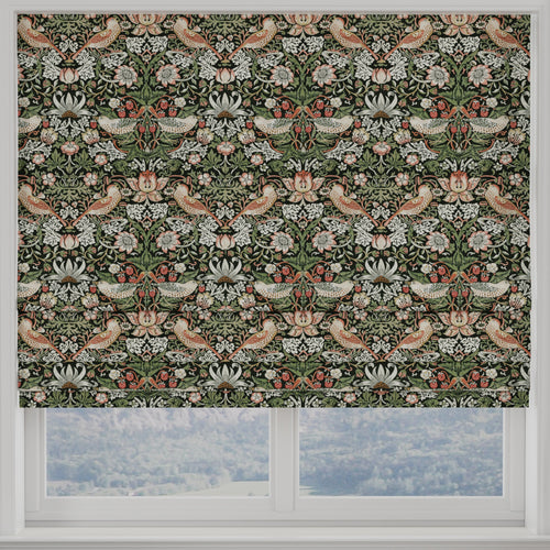 William Morris Strawberry Thief Made to Measure Roman Blind Green