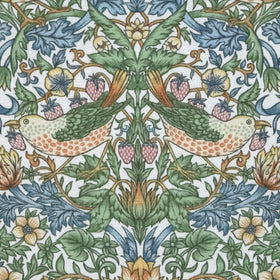 William Morris Strawberry Thief Outdoor Fabric Blanc