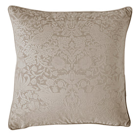William Morris At Home Strawberry Thief Velvet Embossed 50cm x 50cm Filled Cushion Porcini