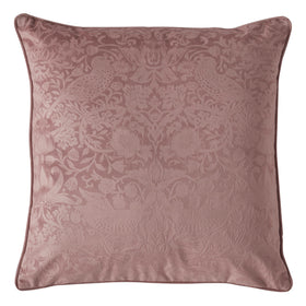 William Morris At Home Strawberry Thief Velvet Embossed 50cm x 50cm Filled Cushion Tea Rose