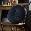 William Morris At Home Strawberry Thief Velvet Embossed 38cm Round Filled Cushion Prussian Blue