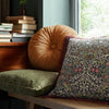 William Morris At Home Strawberry Thief Velvet Embossed 38cm Round Filled Cushion Saffron
