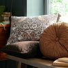 William Morris At Home Strawberry Thief Velvet Embossed 38cm Round Filled Cushion Saffron