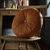 William Morris At Home Strawberry Thief Velvet Embossed 38cm Round Filled Cushion Saffron