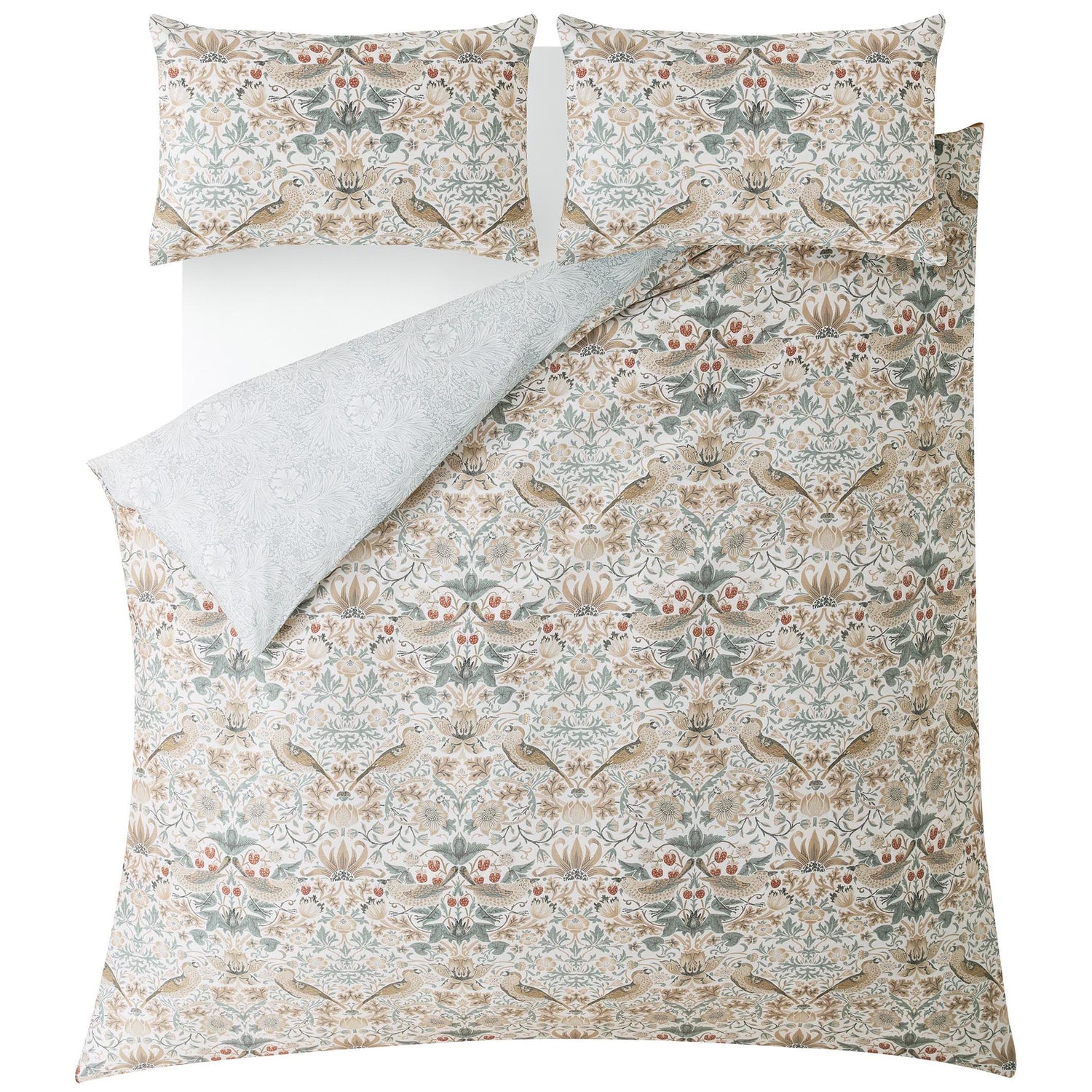 William Morris At Home Strawberry Thief Duvet Cover Bedding Set Hessian