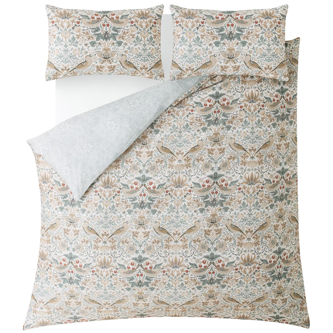William Morris At Home Strawberry Thief Duvet Cover Bedding Set Hessian