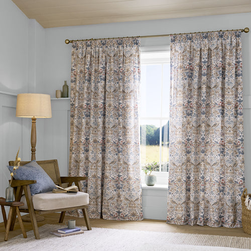William Morris At Home Strawberry Thief Ready Made Pencil Pleat Curtains Hessian