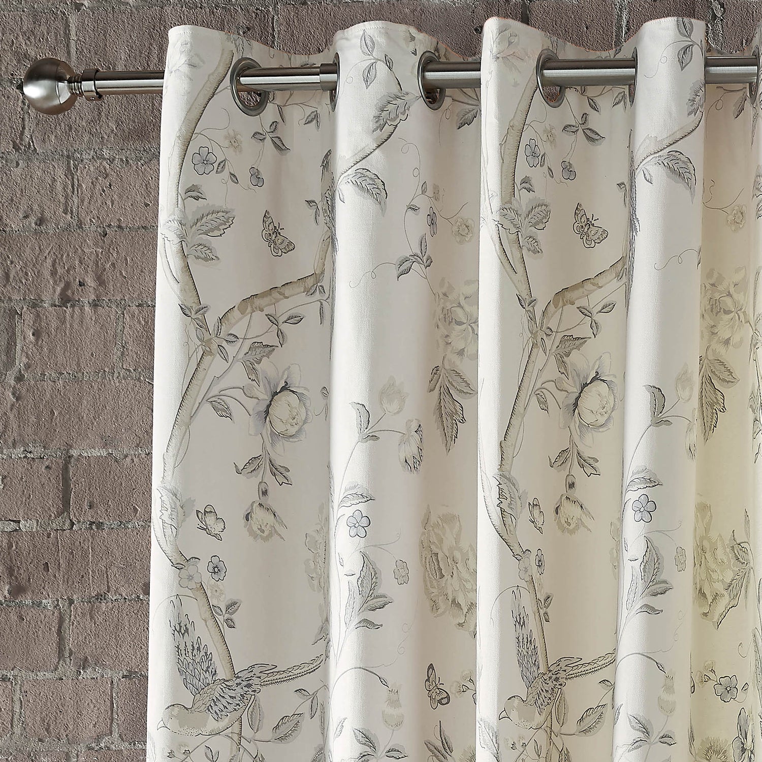Laura Ashley Summer Palace Ready Made Eyelet Curtains Dove Grey
