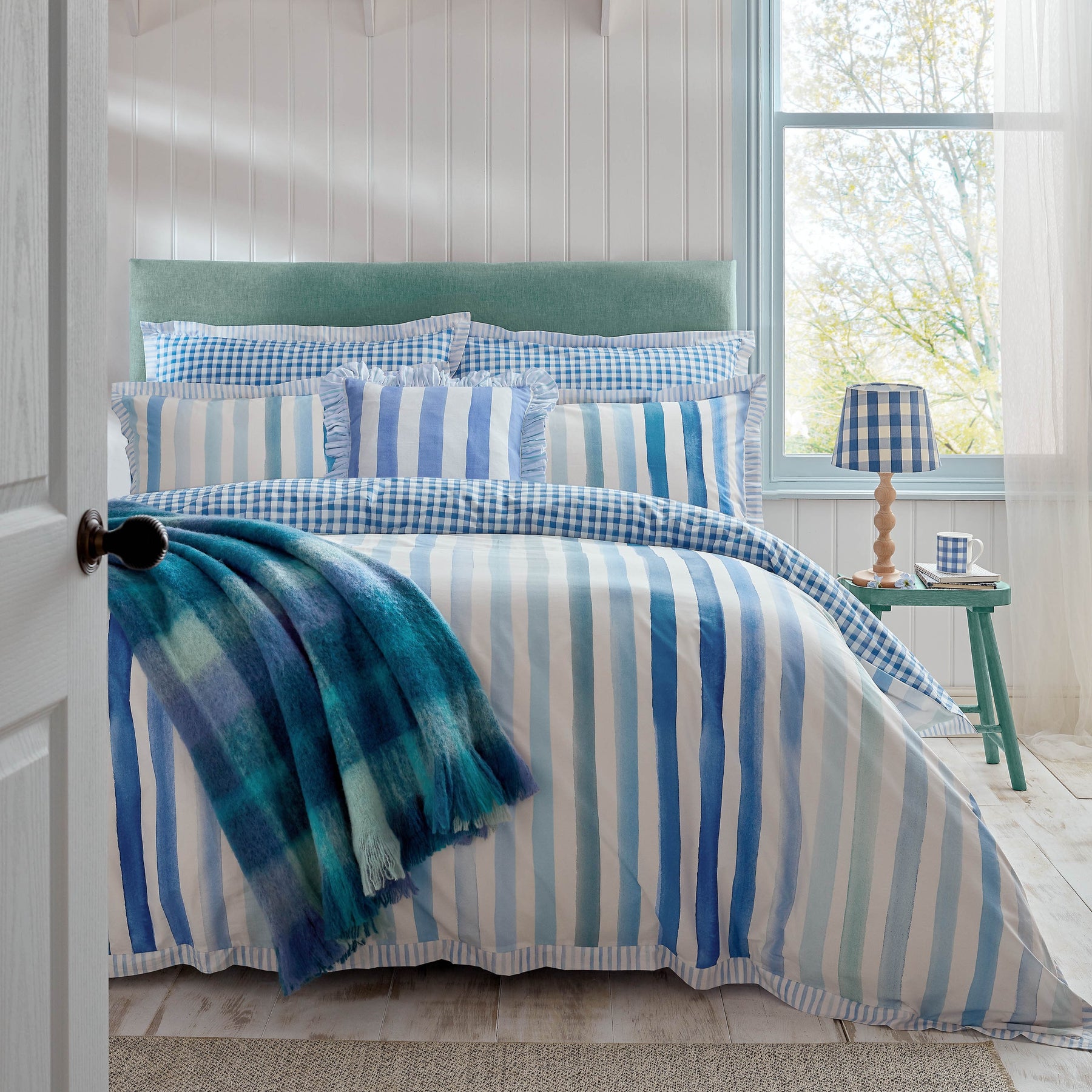 Bluebellgray Sunday Stripe Duvet Cover Bedding Set Blue