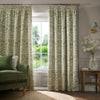 William Morris At Home Sunflower Ready Made Blackout Curtains Dark Olive
