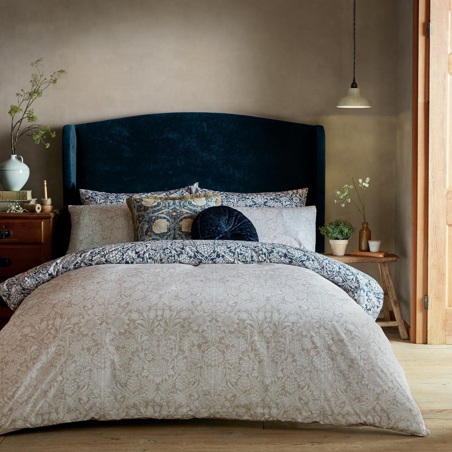 William Morris At Home Sunflower Duvet Cover Bedding Set Ink