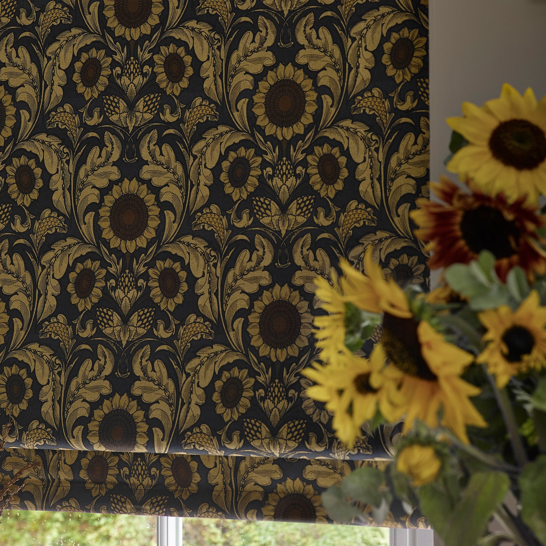 HOUSE Llewelyn-Bowen Sunny Side Up Printed Made To Measure Curtains Midnight