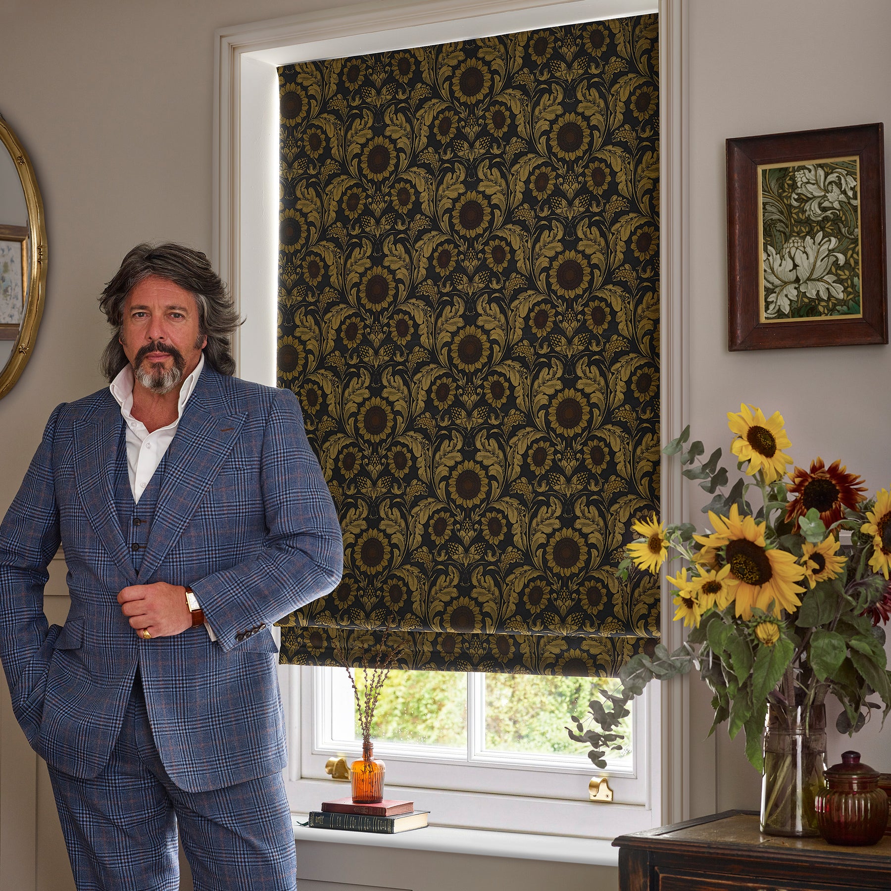 HOUSE Llewelyn-Bowen Sunny Side Up Printed Made To Measure Curtains Midnight