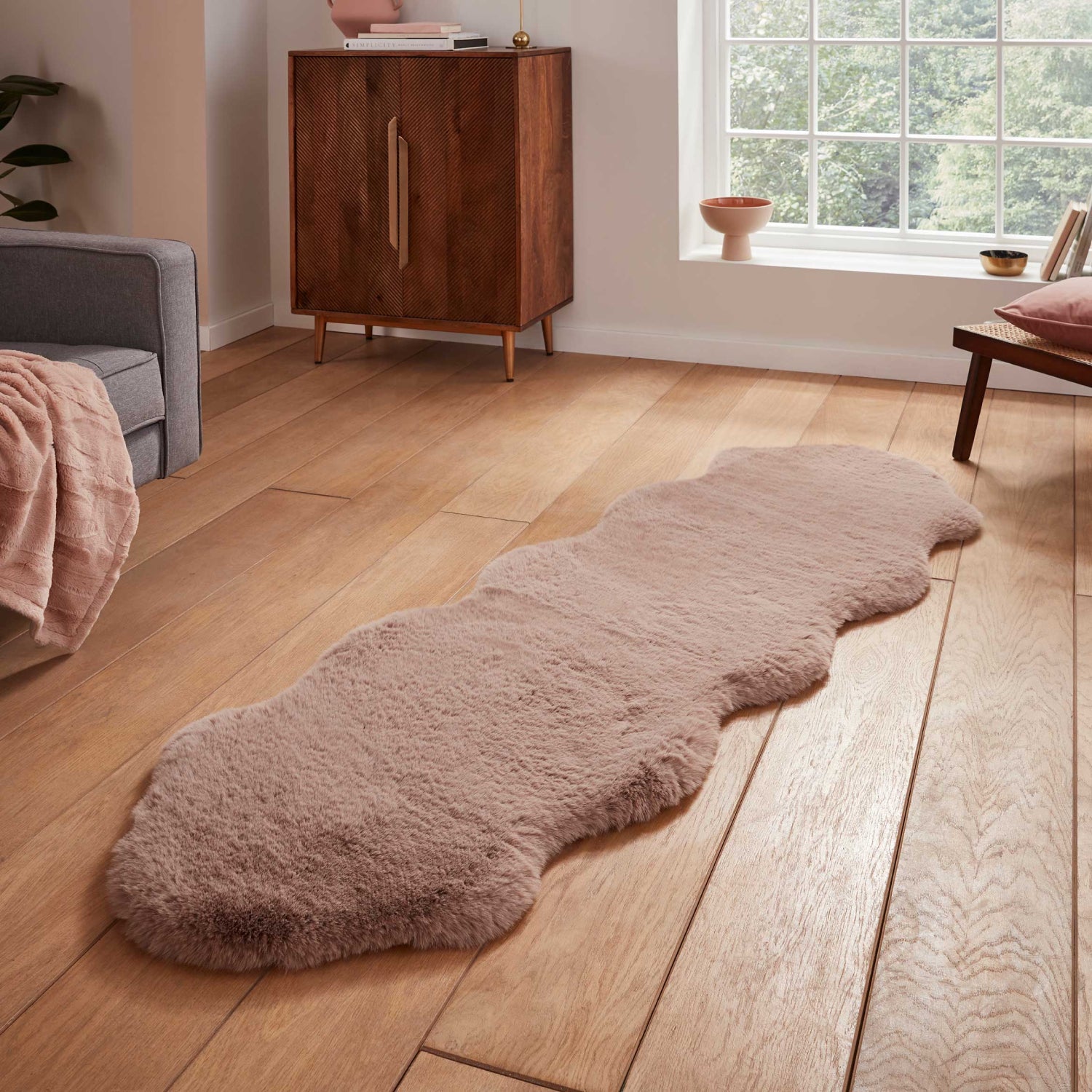 Super Teddy Double Sheepskin 60cm x 180cm Rug Mink | Great Value | Terrys