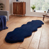 Super Teddy Double Faux Sheepskin 60cm x 180cm Rug Navy
