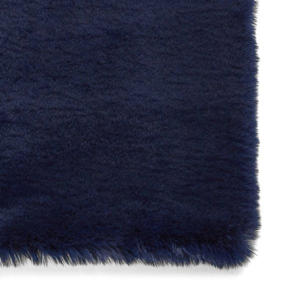 Super Teddy Plain Shaggy Rug Navy