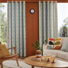 Orla Kiely Sycamore Stripe Ready Made Eyelet Curtains Duckegg