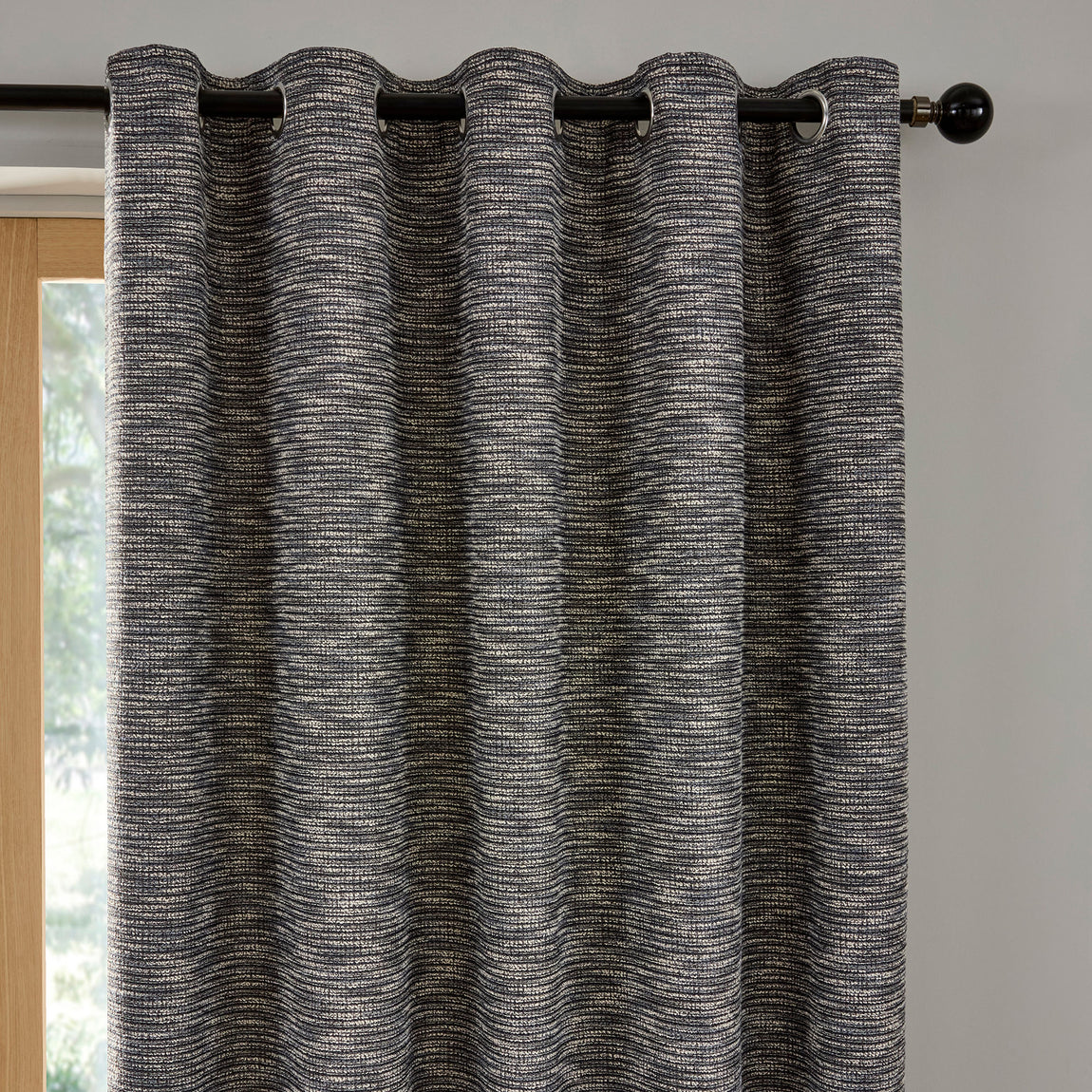 Curtina Talon Jacquard Ready Made Eyelet Curtains Blue