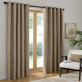 Curtina Talon Jacquard Ready Made Eyelet Curtains Natural