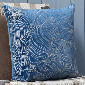 Voyage Maison Taro Embroidered Velvet Feather Filled Cushion 50cm x 50cm Bluebell