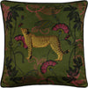 Tropical Cheetah Velvet Piped Filled Cushion 45cm x 45cm Khaki