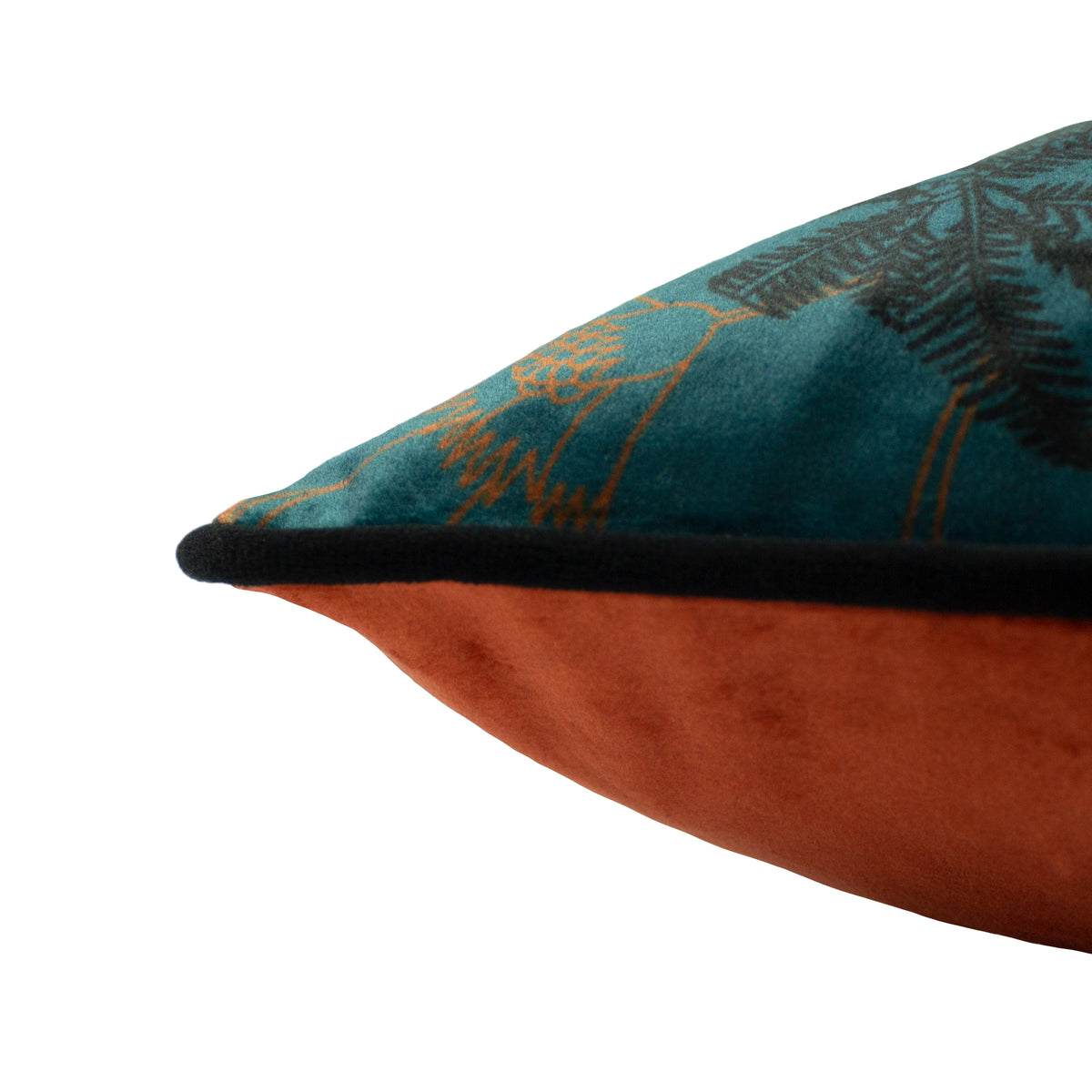 Tropical Cheetah Velvet Piped Filled Cushion 45cm x 45cm Teal