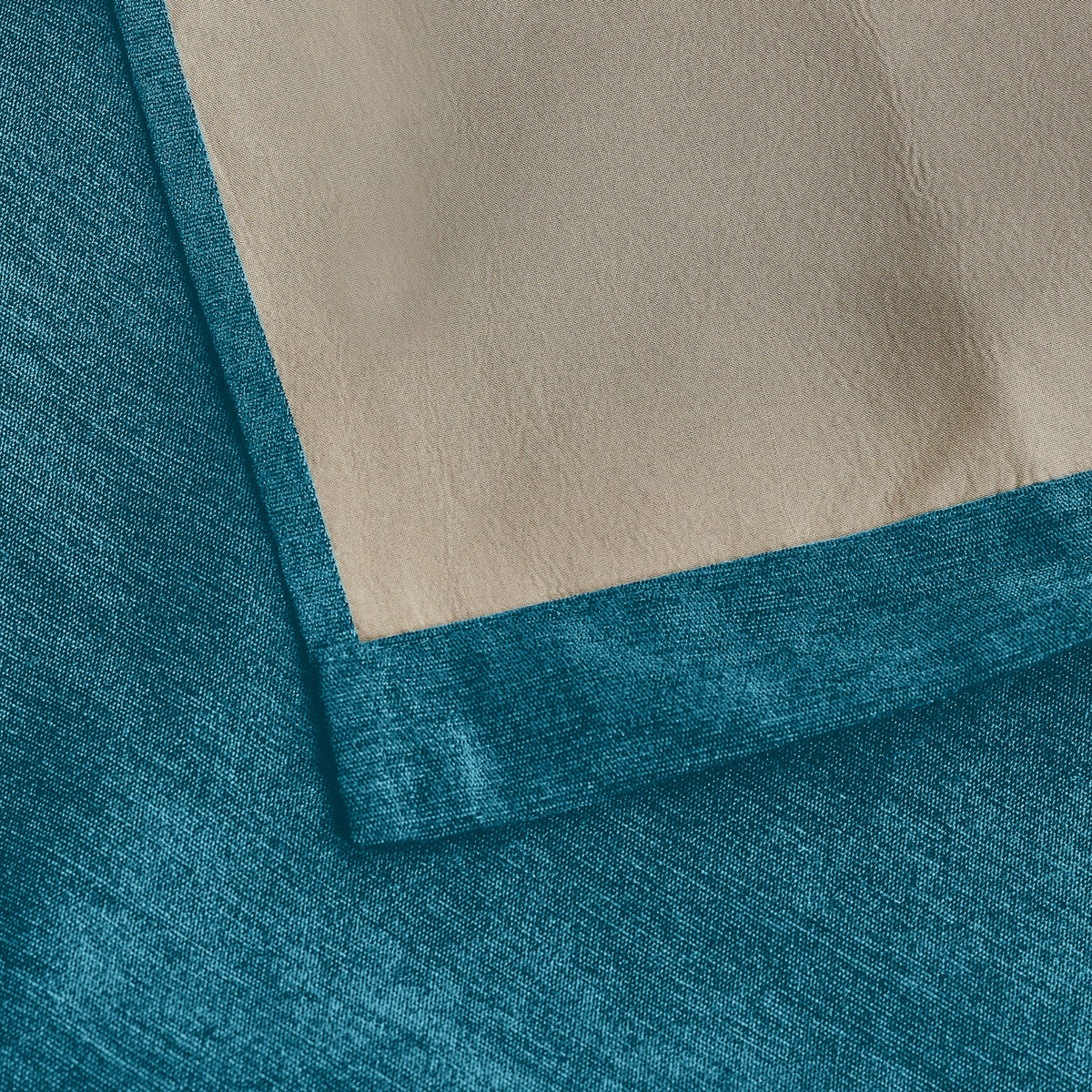 Chenille Triple Woven Ready Made Blackout Pencil Pleat Curtains Teal